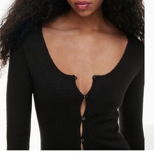 Wilfred Black Knitted Cardigan by Aritzia